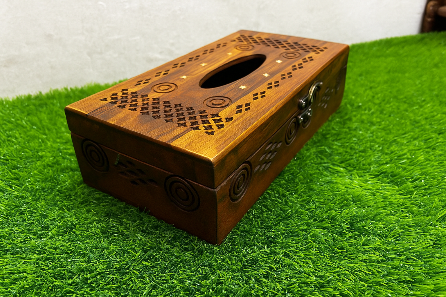 Wooden Hand Made Carving Tissue Box