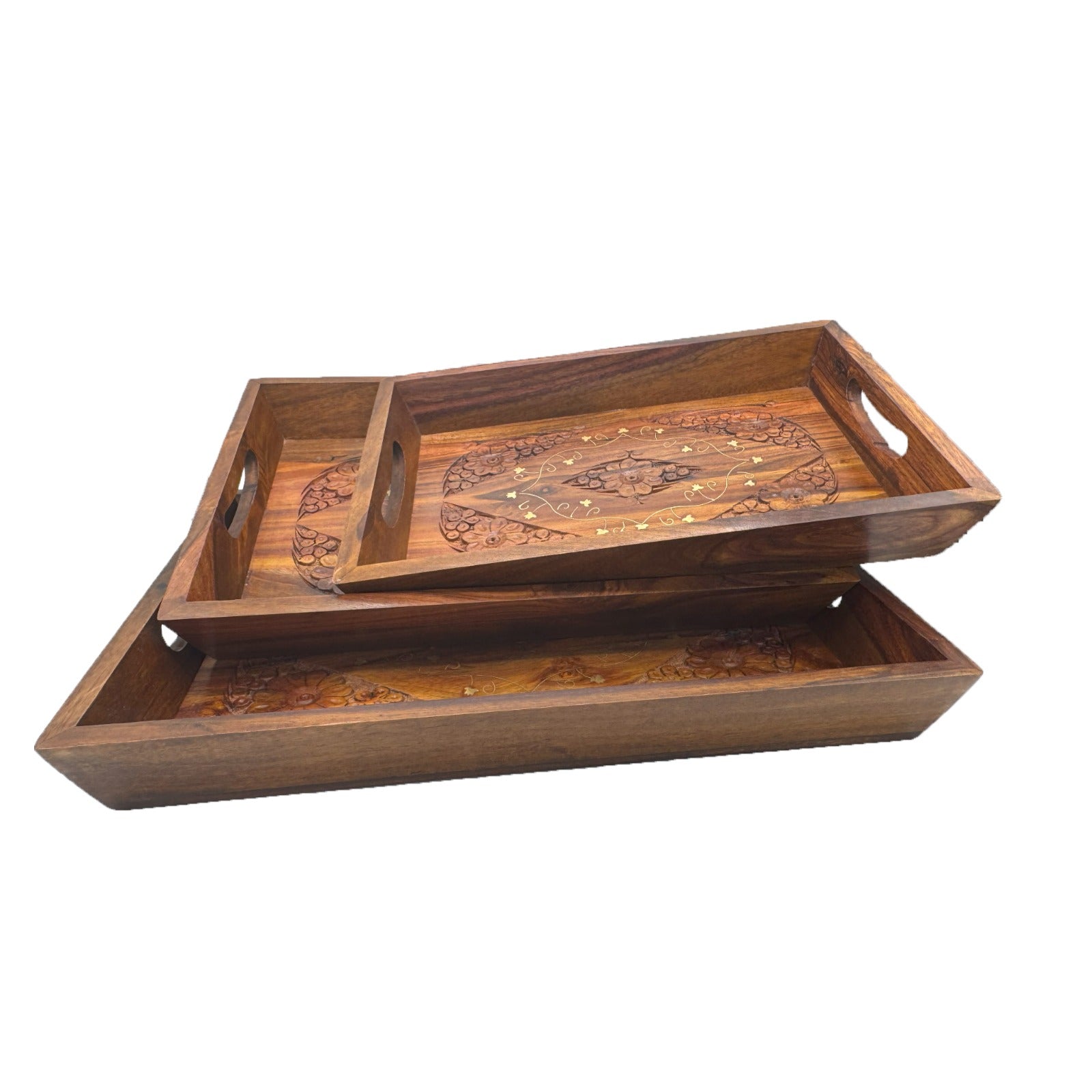 Wooden Serving Tray Set of 3