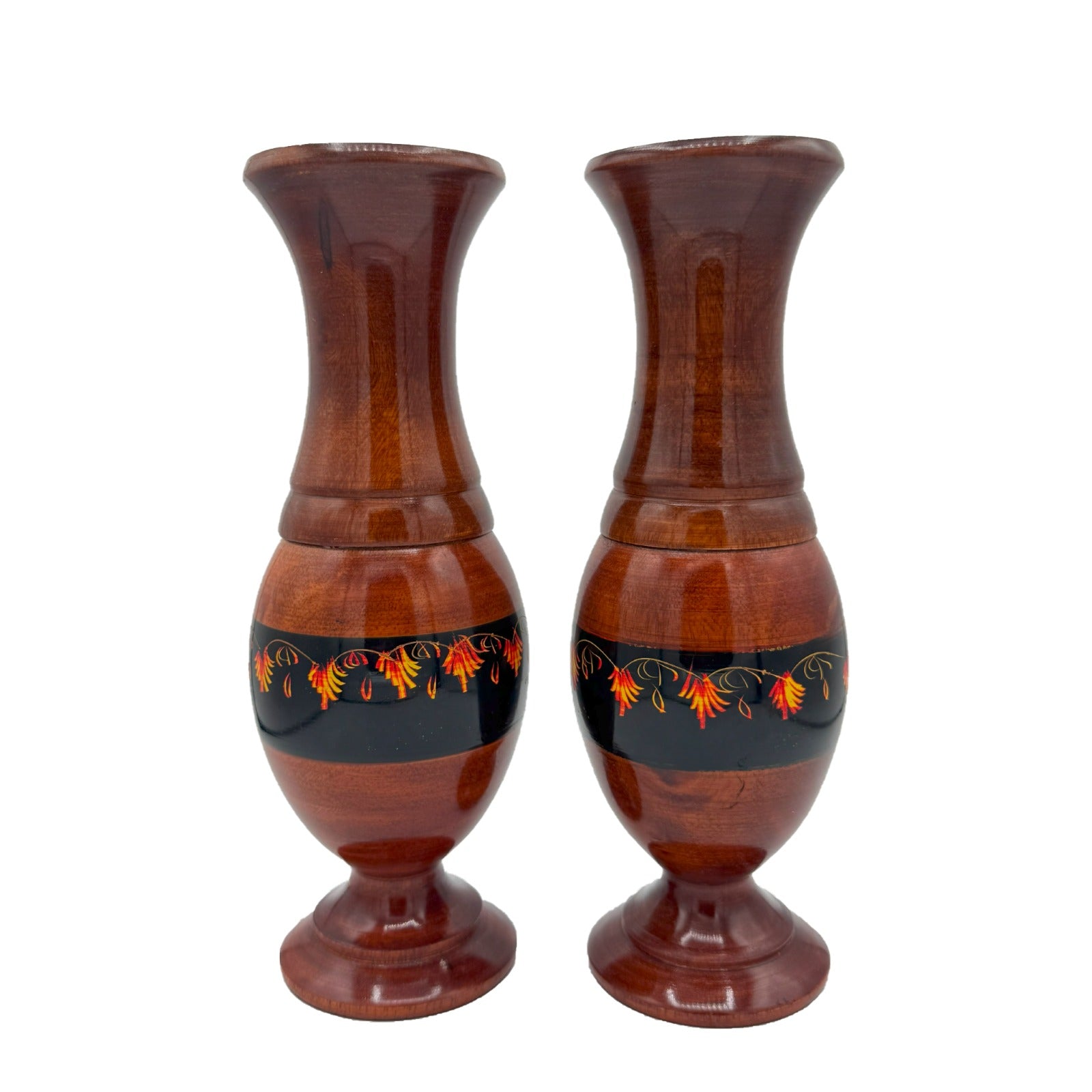 Handcrafted Wooden Decorative Vase – Set of 2