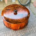 Wooden Hotpot with Brass work Hand Made Box with Stylish Wood Polish